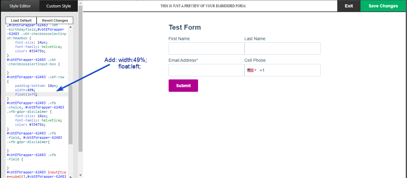 How to make a form’s fields horizontally aligned VBOUT Help Center